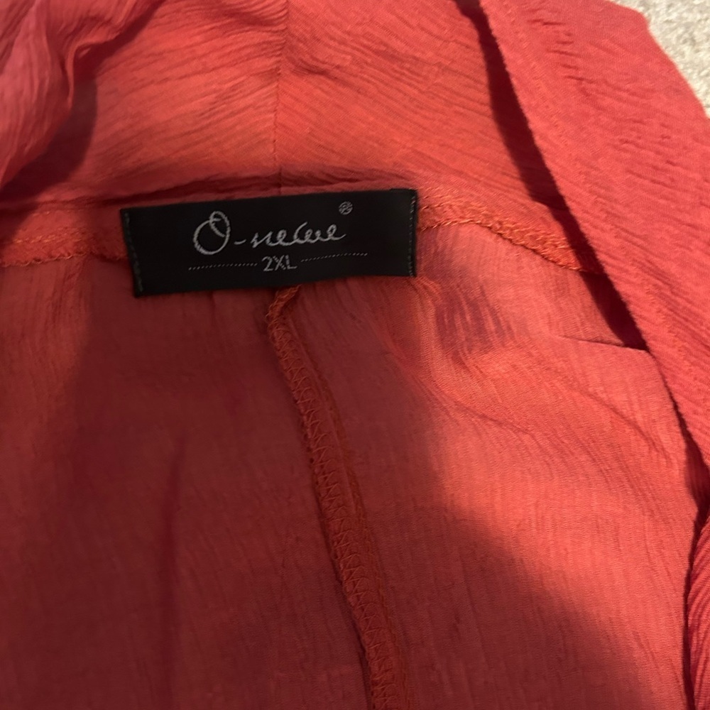 Burnt Orange Long Line Duster Cardigan Biho Cottagecore Layering Plus Size 2X - Picture 4 of 5